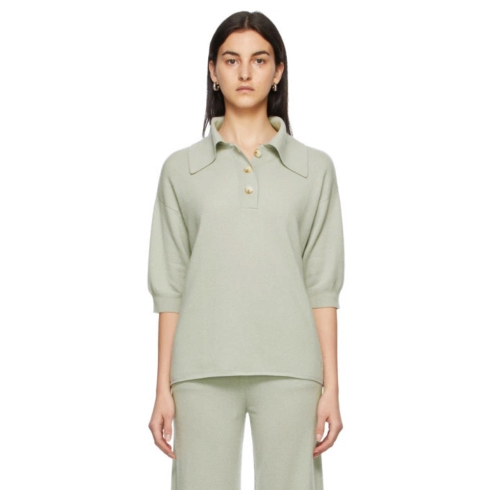 Loulou studio/ loulou de saison Sage Green cashmere short sleeve sweater
